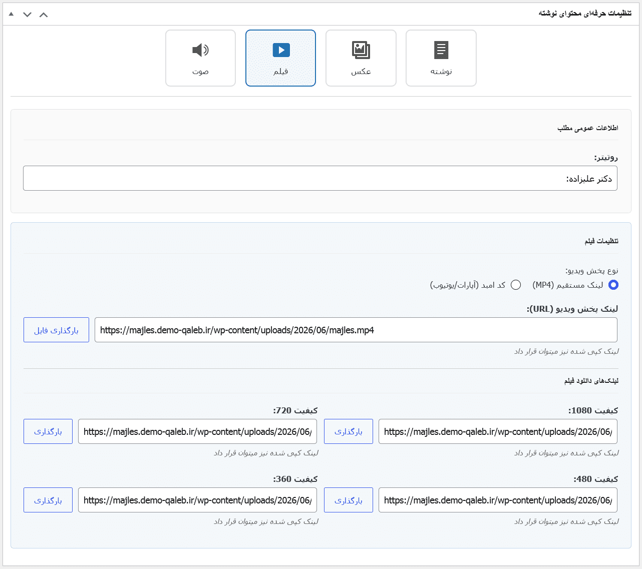 قالب نماینده مجلس میناب