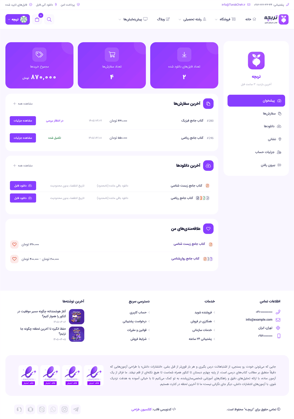 قالب فروش فایل تربچه